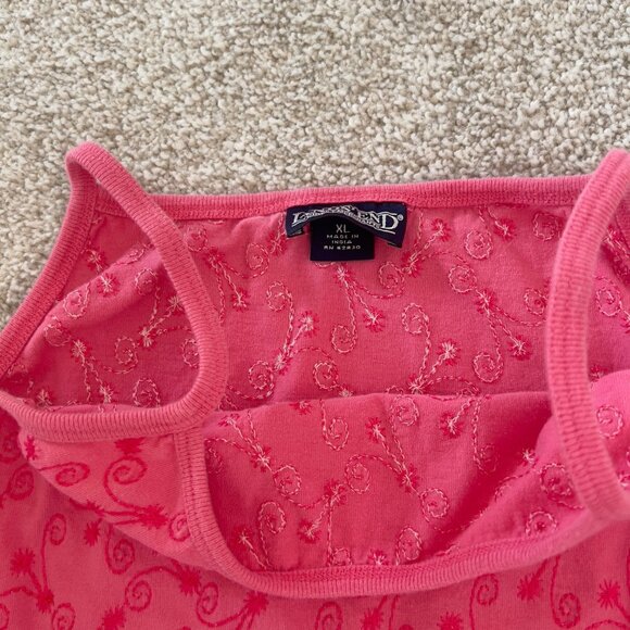 Y2K Lands End Pink Embroidered Cotton Tank Top - Picture 3 of 6